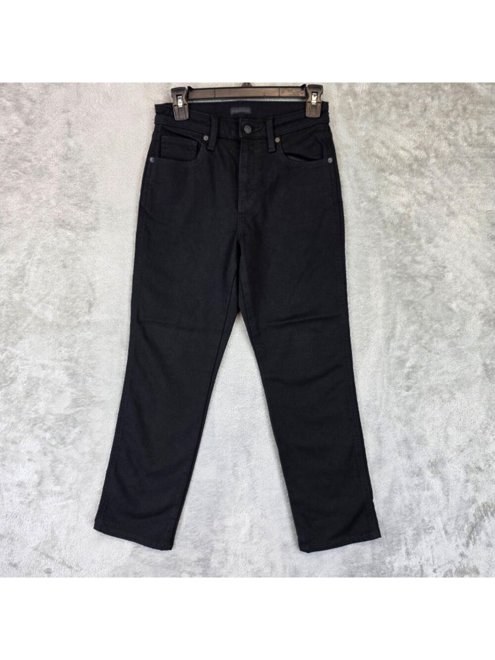 Uniqlo Jeans Mid Rise Slim Straight Jeans Womens 25 Black Dark Wash Stretch